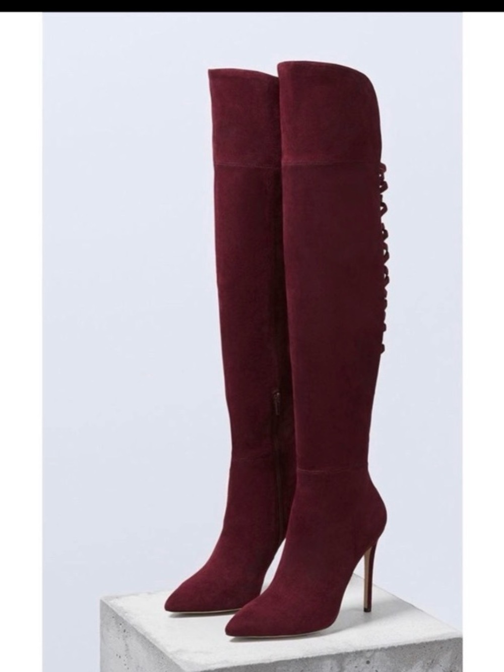 Aldo Burgundy Over-The-Knee Suede Stiletto Boots